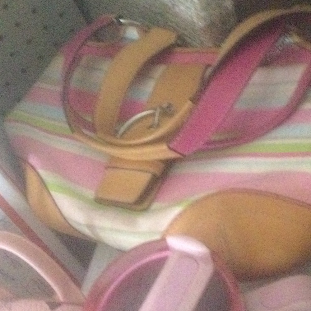 Coach SOHO Pink and Tan Striped Shoulder Bag